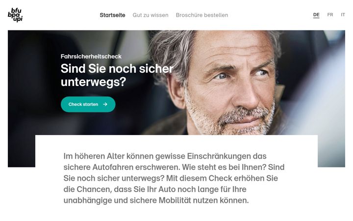 Skjámynd af fahrsicherheitscheck.ch