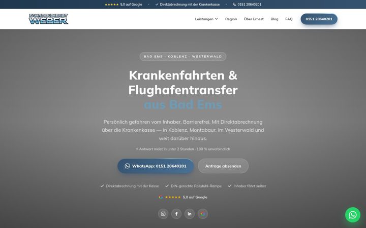 Screenshot of fahrtendienst-weber.de