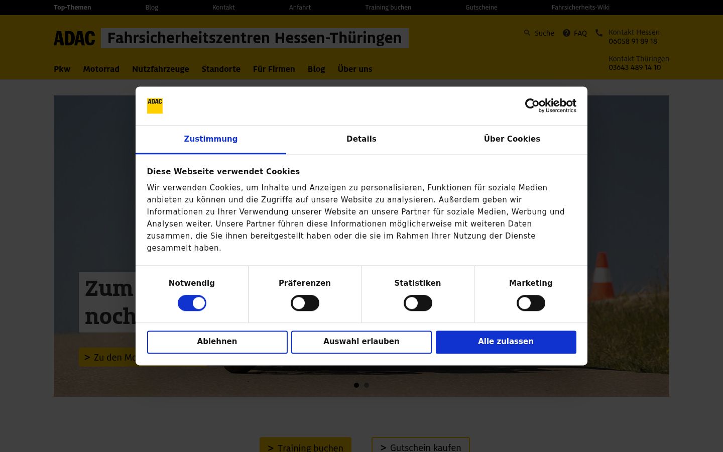 Screenshot van de toestemmingsbanner zoals getoond vóór enige interactie
