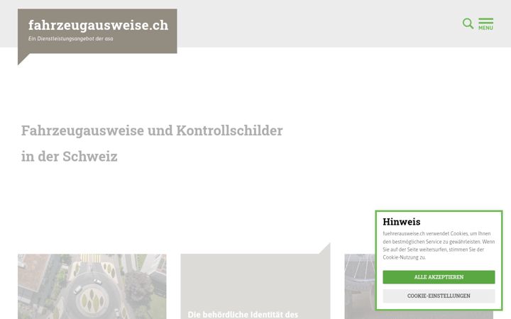 Screenshot of fahrzeugausweise.ch