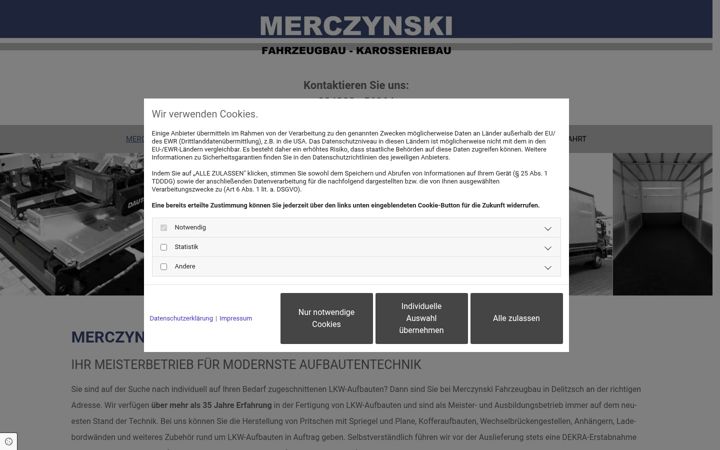 Screenshot of fahrzeugbau-merczynski.de