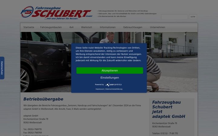 Screenshot of fahrzeugbau-schubert.de