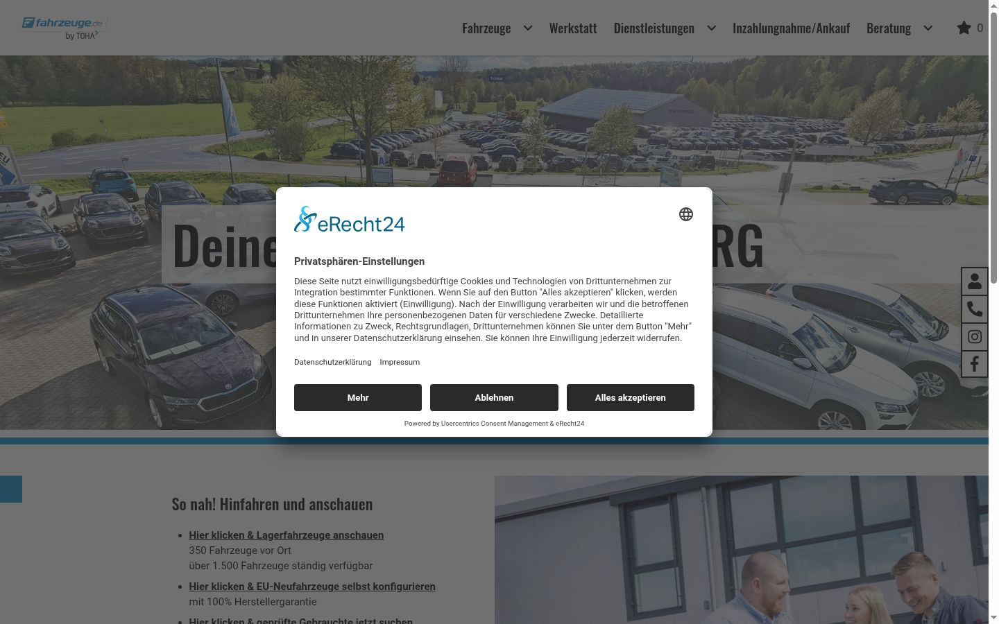 Screenshot of the consent banner shown before any interaction