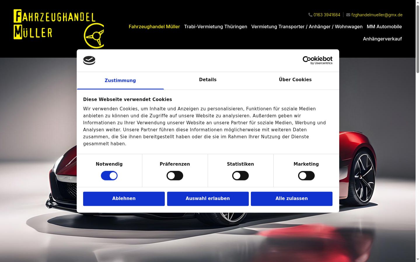 Screenshot of the consent banner shown before any interaction