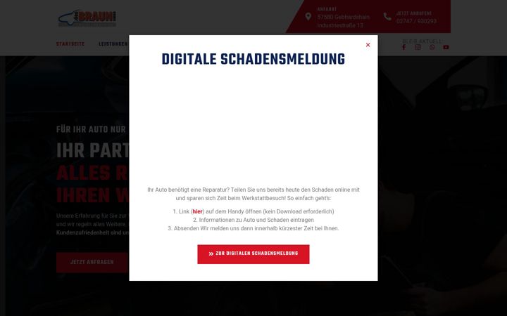 Screenshot of fahrzeuglackierung-braun.de