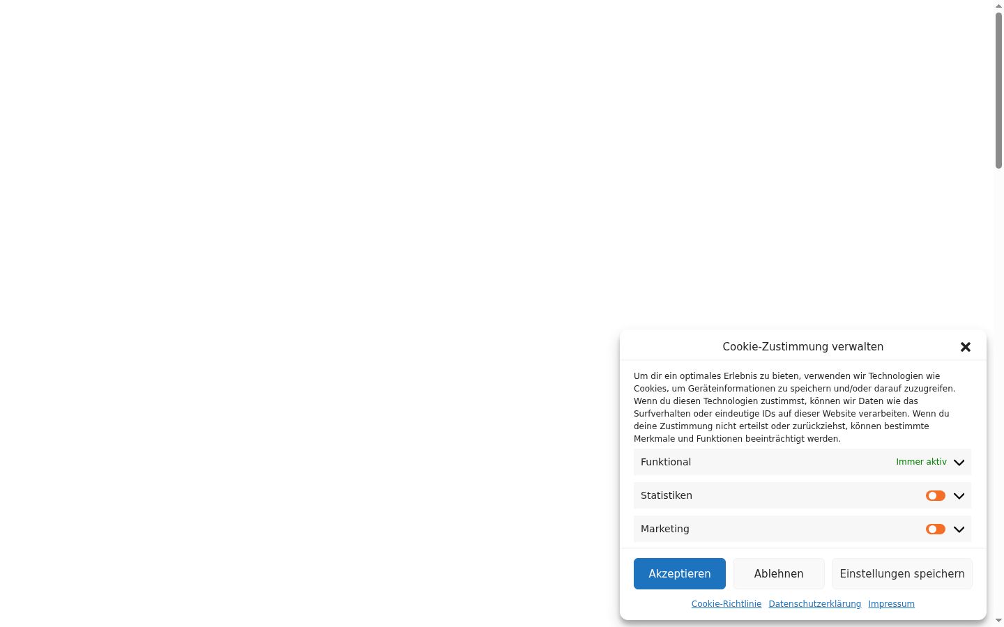 Captura de ecrã do banner de consentimento apresentado antes de qualquer interação