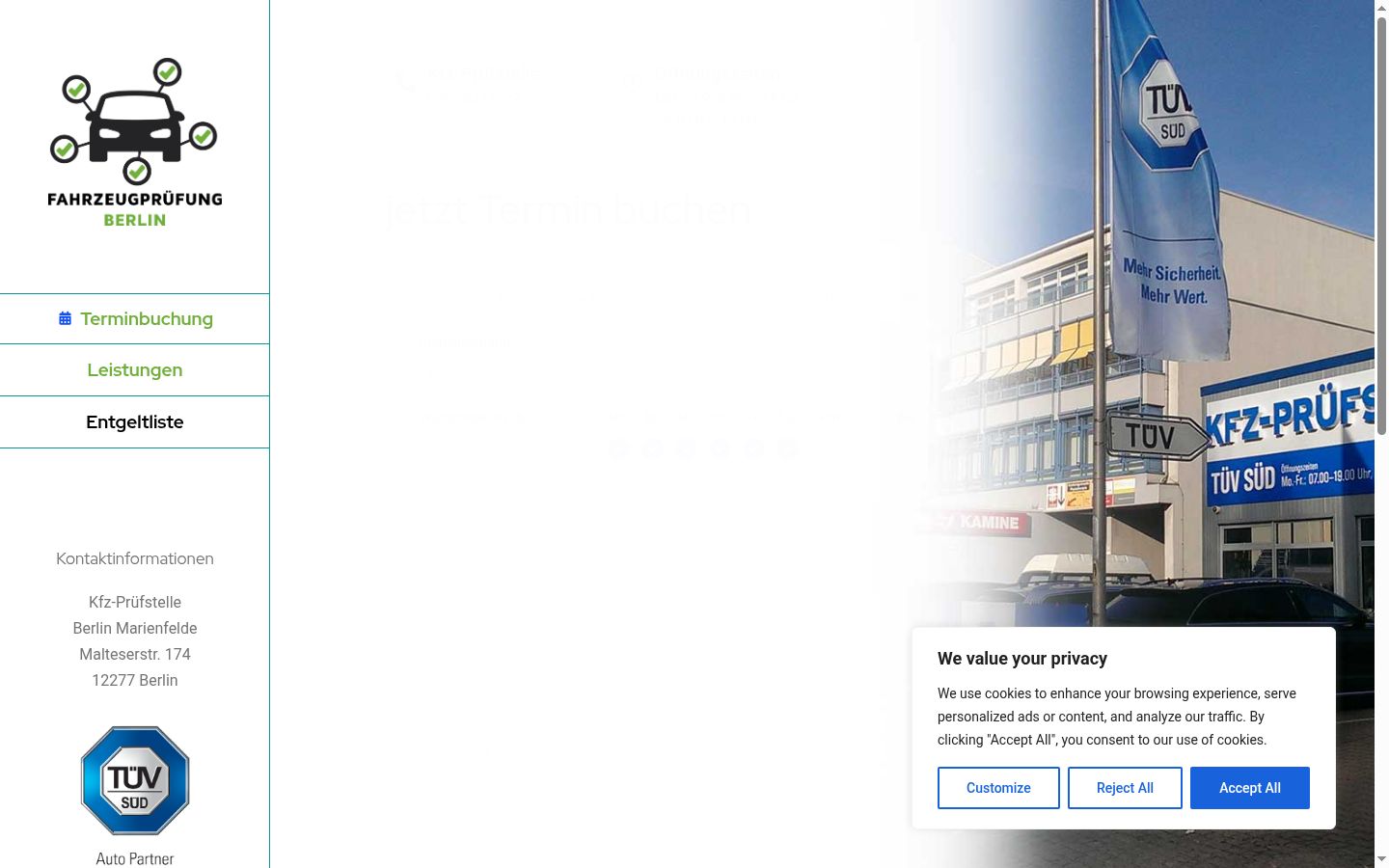 Captura de pantalla del banner de consentimiento mostrado antes de cualquier interacción