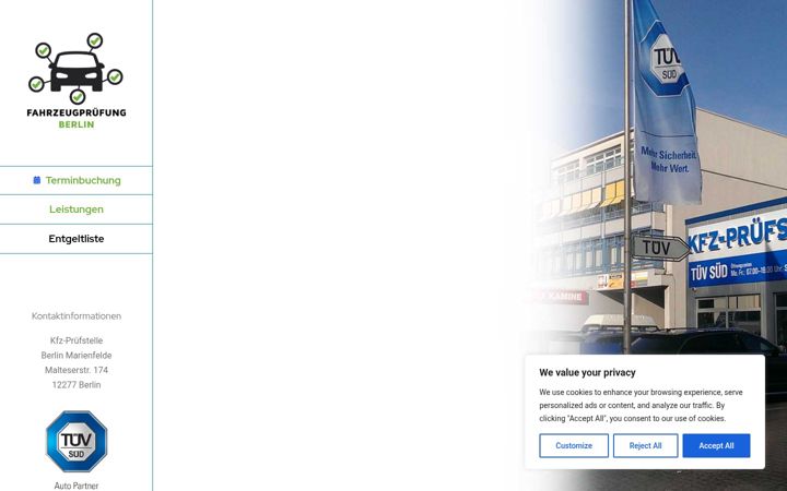 Captura de pantalla de fahrzeugpruefung-berlin.de