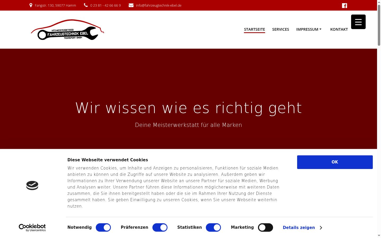 Screenshot des Einwilligungsbanners vor jeglicher Interaktion