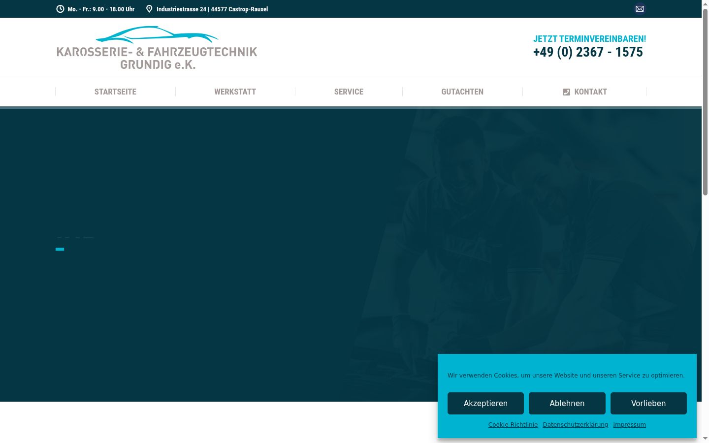 Screenshot des Einwilligungsbanners vor jeglicher Interaktion