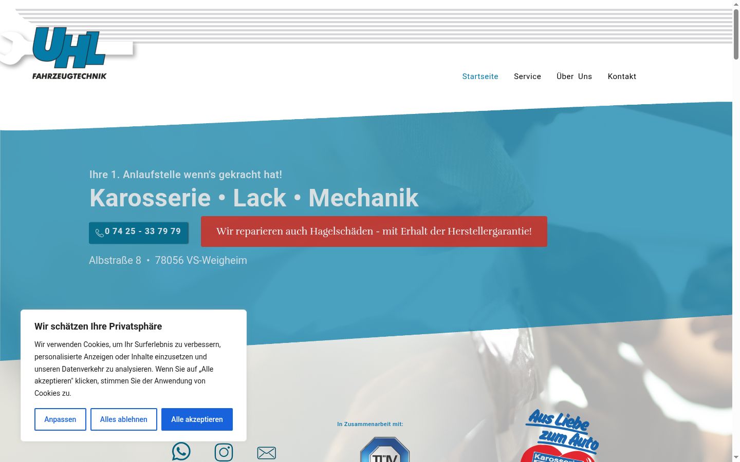 Screenshot des Einwilligungsbanners vor jeglicher Interaktion