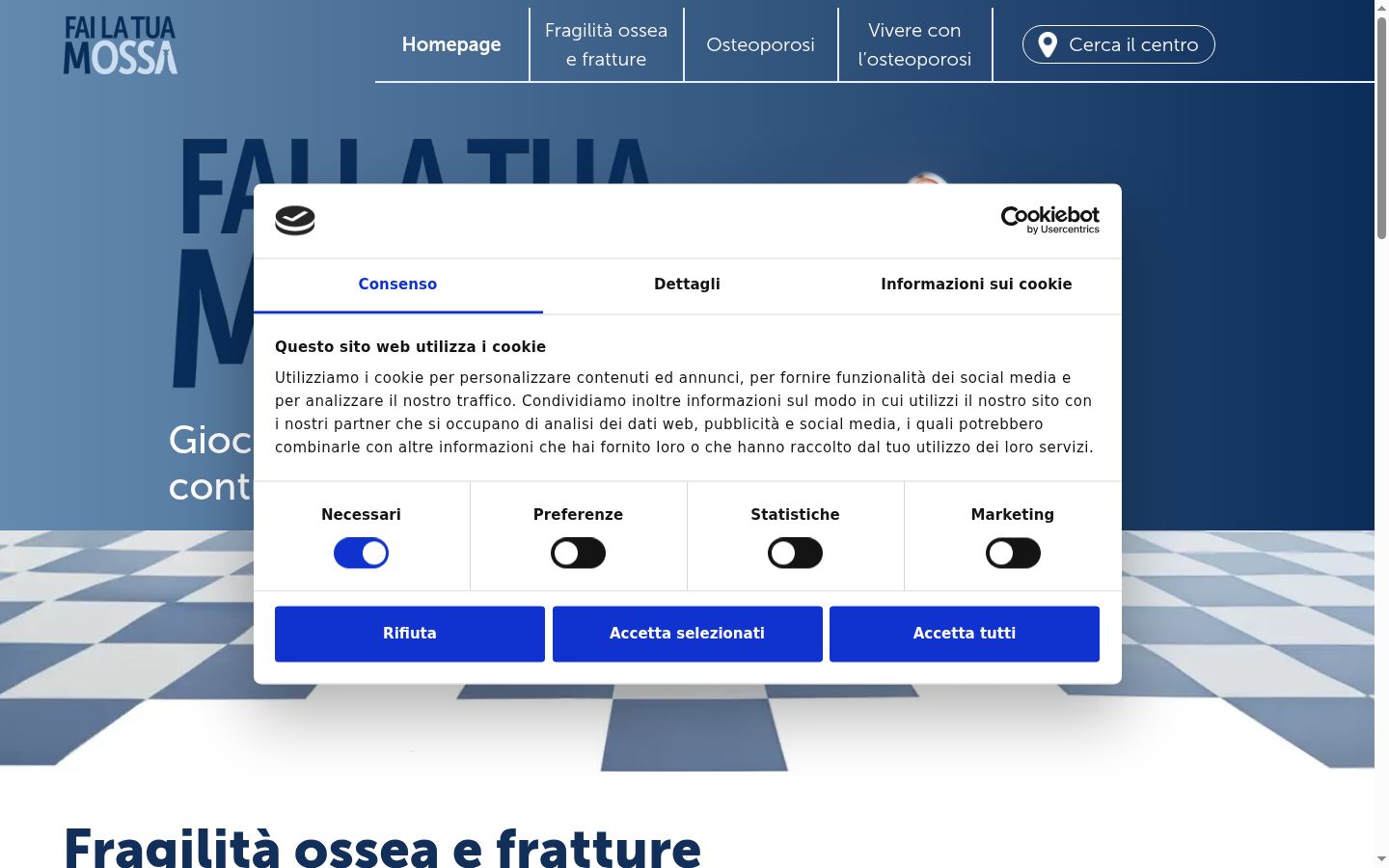 Captura de ecrã do banner de consentimento apresentado antes de qualquer interação