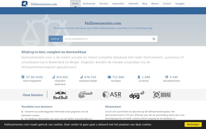 Screenshot of faillissementen.com