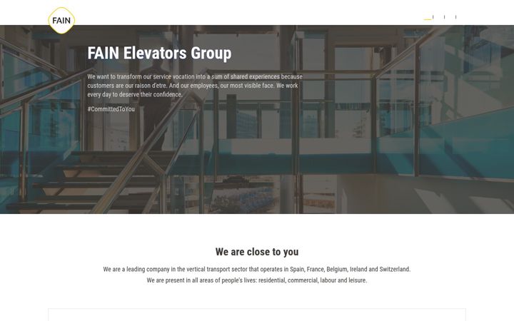 Snimka zaslona za fain-elevators.com