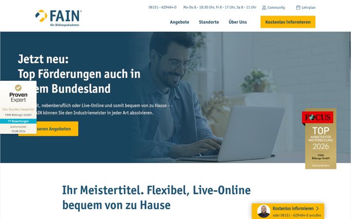 Screenshot of fain.de
