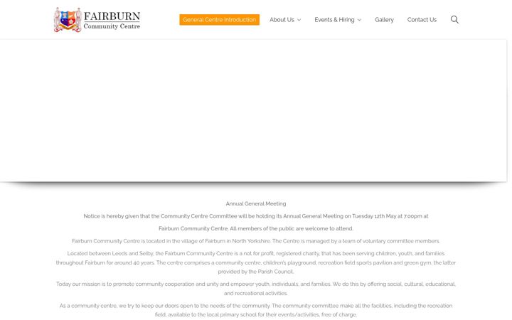 Screenshot of fairburncommunitycentre.co.uk