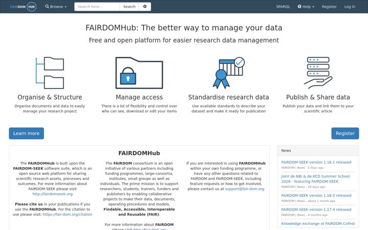 Screenshot of fairdomhub.org