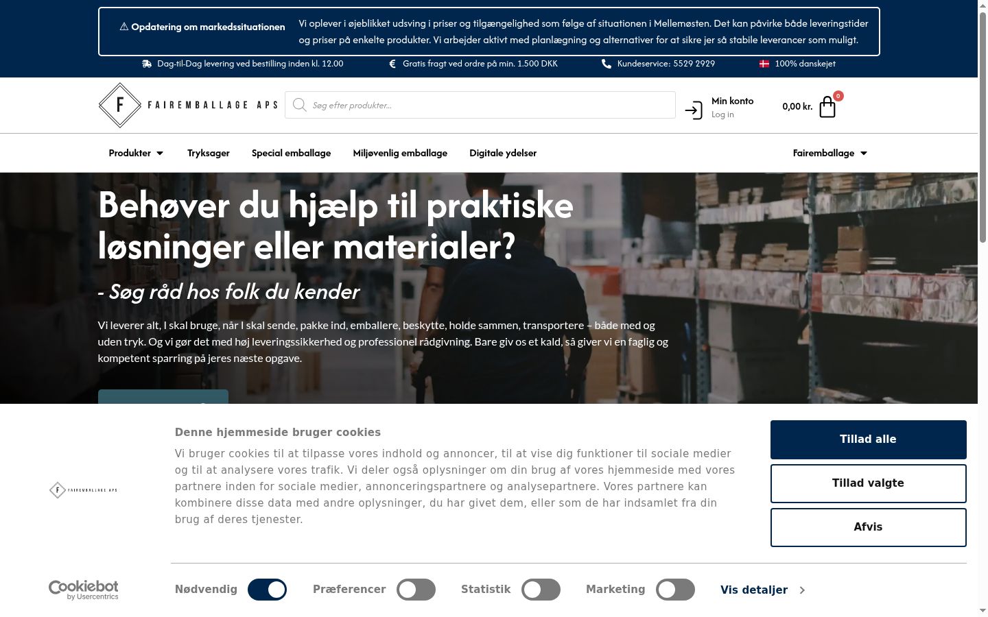 Screenshot van de toestemmingsbanner zoals getoond vóór enige interactie