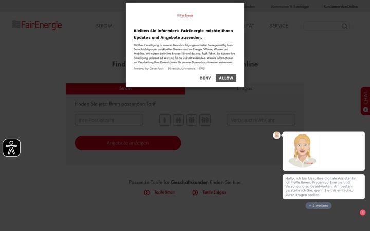 Skærmbillede af fairenergie.de