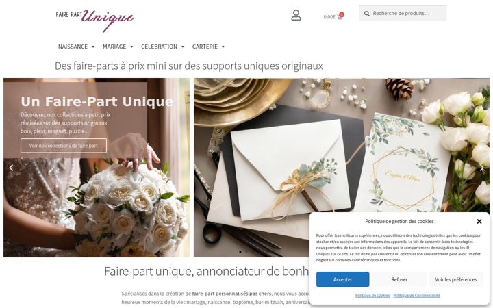 Screenshot of fairepartunique.fr