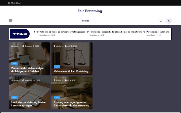 Screenshot of fairerstatning.dk