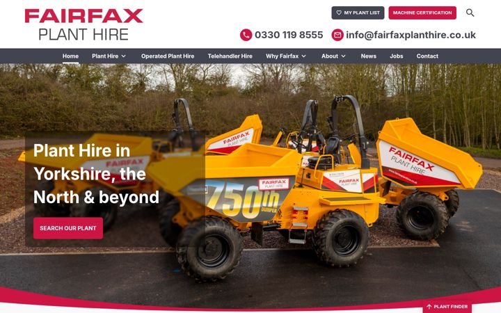 Screenshot stránky fairfaxhire.co.uk
