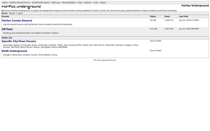 Screenshot of fairfaxunderground.com