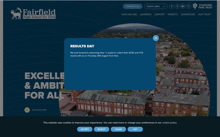 Screenshot stránky fairfieldhighschool.co.uk