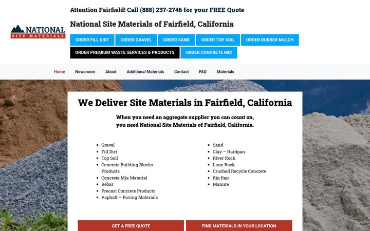 Screenshot of fairfieldsitematerials.com
