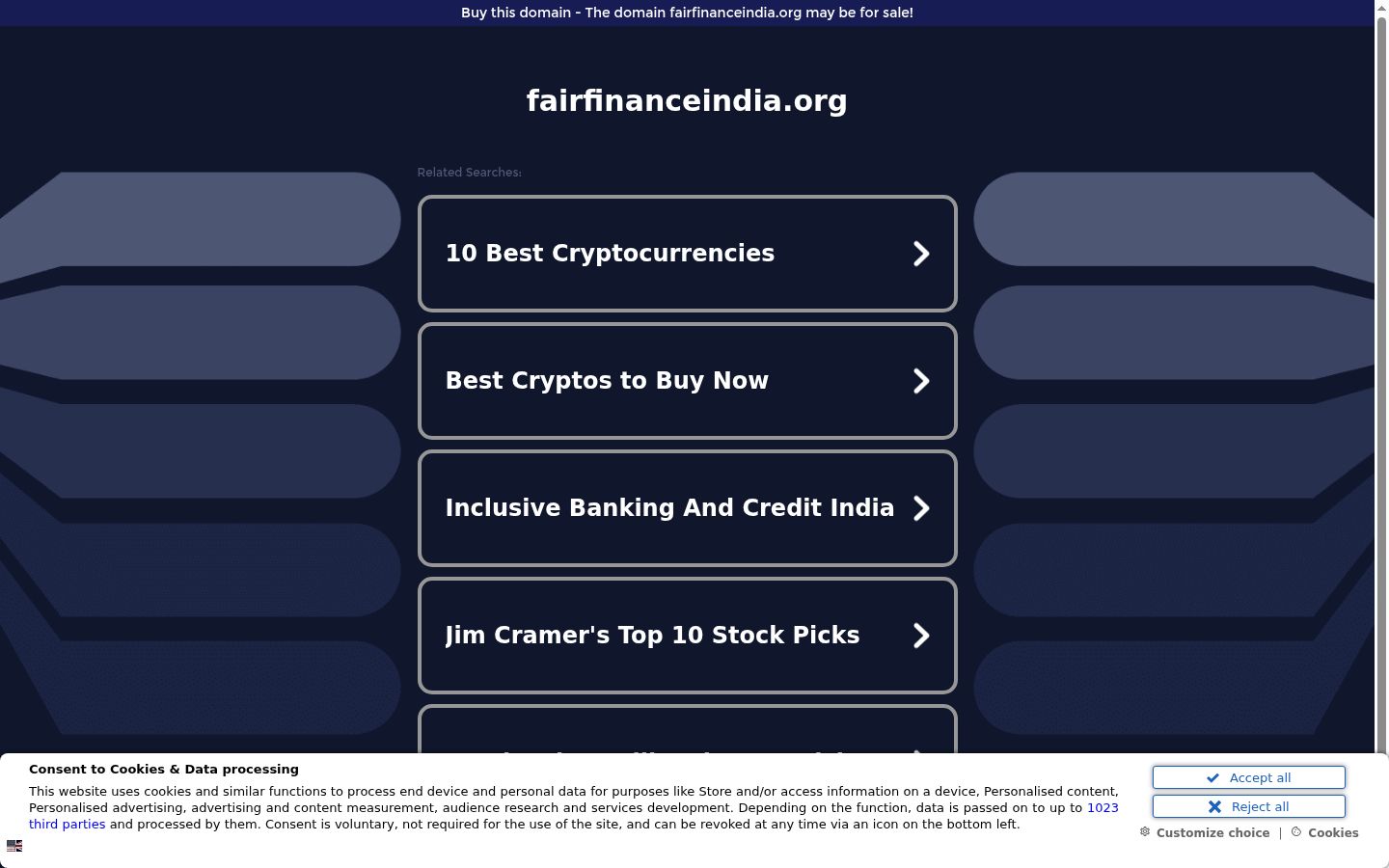 Screenshot of the consent banner shown before any interaction
