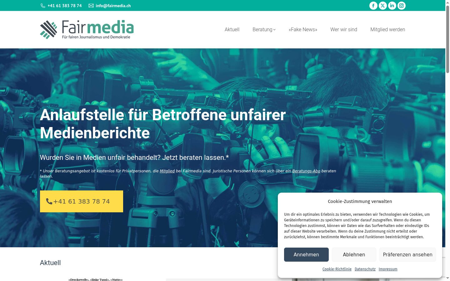 Screenshot del banner di consenso mostrato prima di qualsiasi interazione