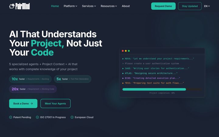 Screenshot van fairmind.ai