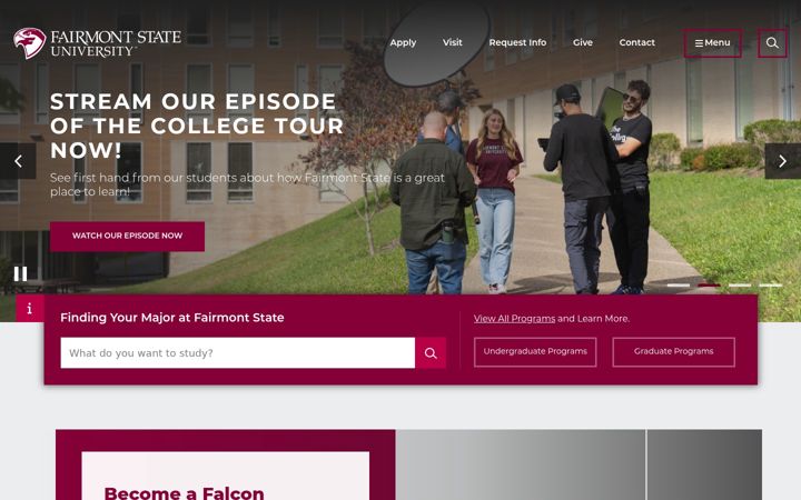 Screenshot of fairmontstate.edu