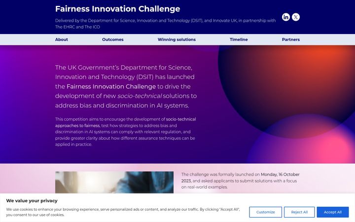 Screenshot stránky fairnessinnovationchallenge.co.uk