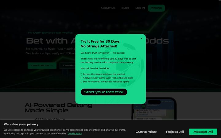 Screenshot of fairodds.ai