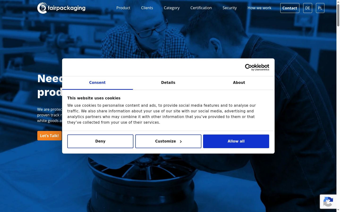 Screenshot of the consent banner shown before any interaction