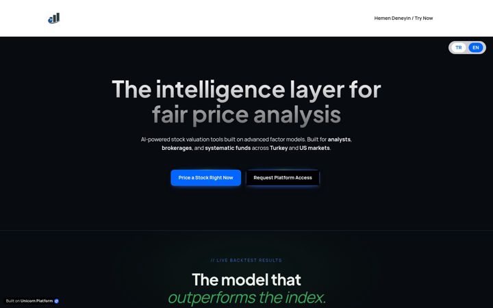 Ekrānuzņēmums no fairpriceengine.com.tr