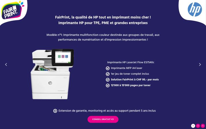 Screenshot of fairprint.ch