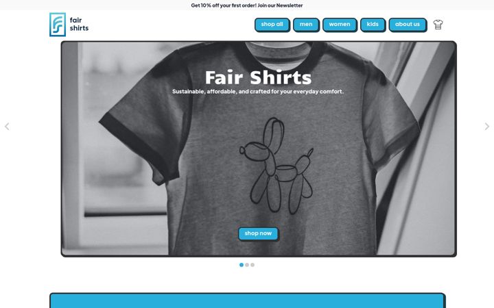 Ekrano kopija fairshirts.co