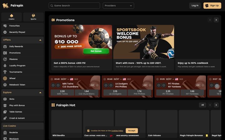 Screenshot of fairspin.io