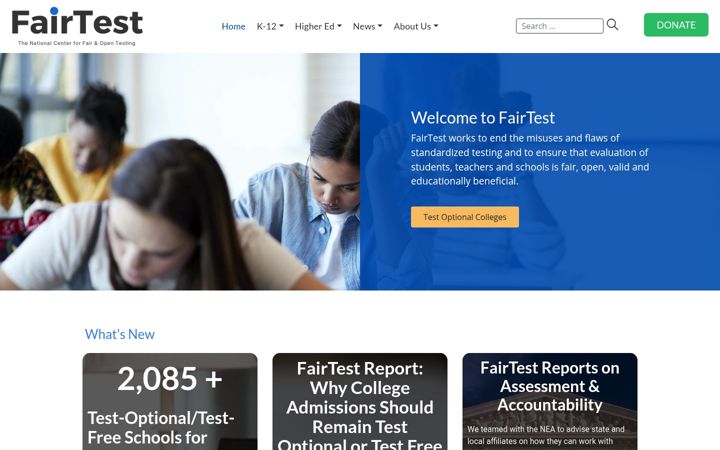 Skjámynd af fairtest.org