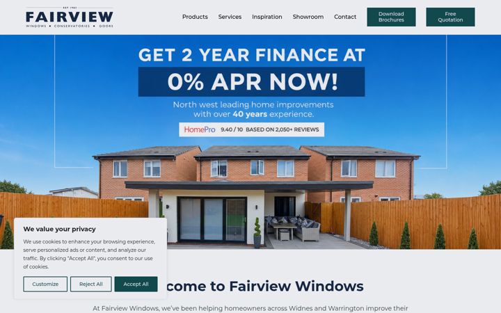 Screenshot of fairviewwindows.co.uk