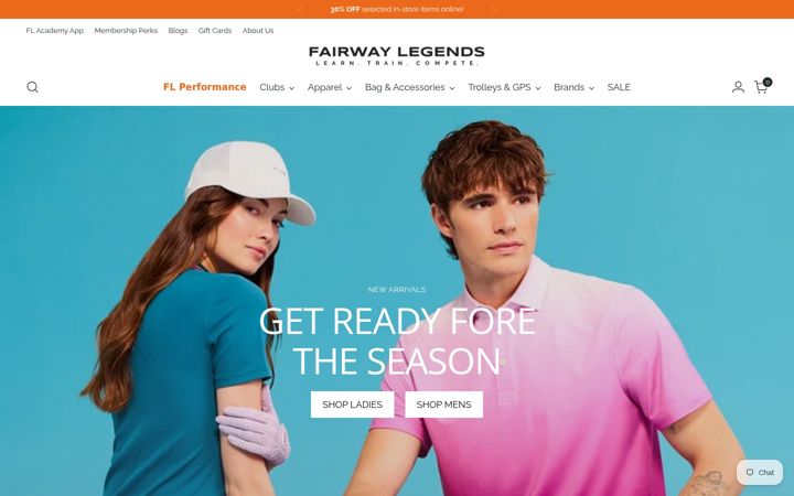Screenshot stránky fairway-legends.co.uk