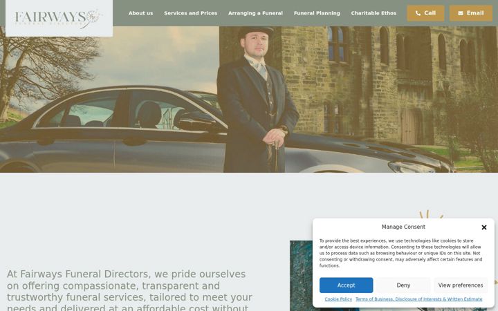 Screenshot of fairwaysfuneraldirectors.co.uk