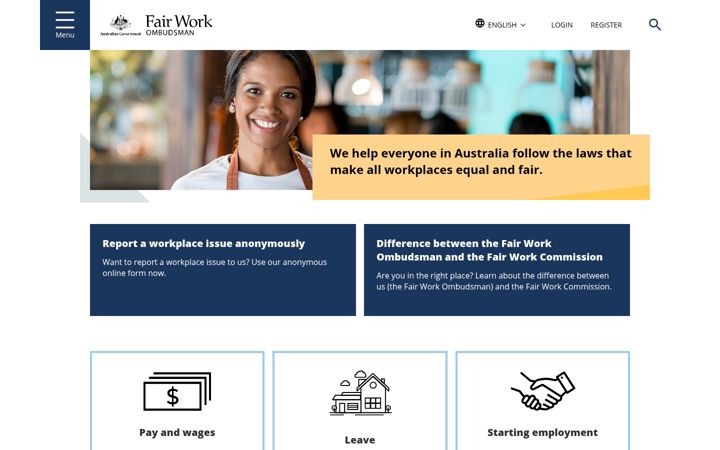 Screenshot di fairwork.gov.au