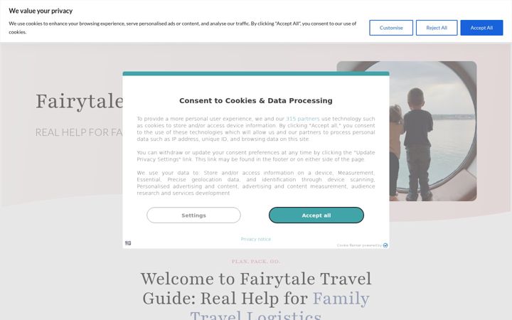 Screenshot of fairytaletravelguide.com