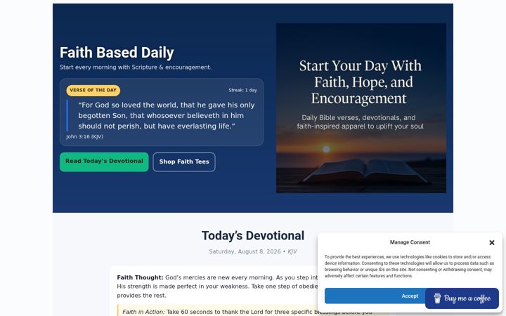 Screenshot of faithbaseddaily.site