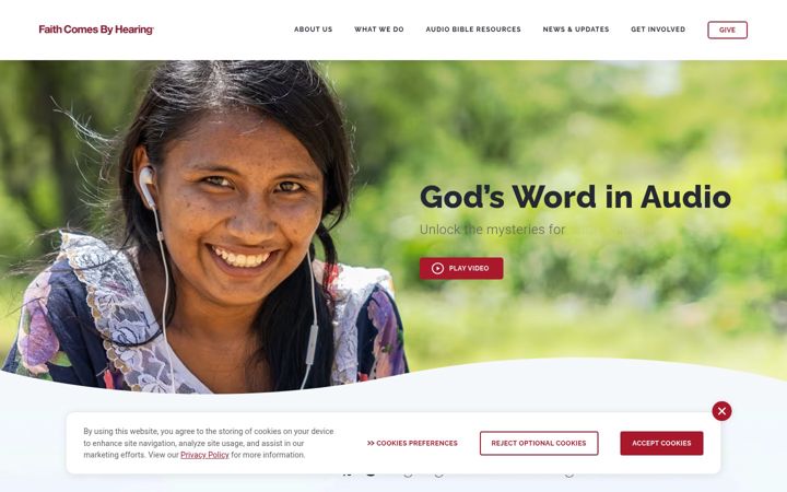 Screenshot of faithcomesbyhearing.com