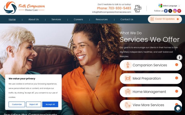 Screenshot of faithcompassionhomecare.com