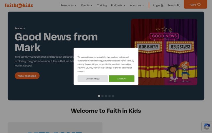 Screenshot of faithinkids.org